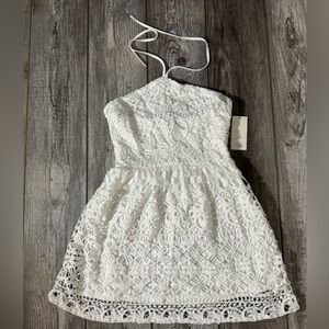 NWT! TOBI White Mini Dress Halter Top Eyelet Lace - S
